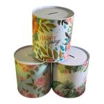 حصالة نقود معدنية بتصميم زهور وألوان ربيعية