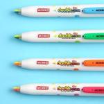 قلم تظليل موريس بنظام الضغط – لونين في قلم واحد MORRIS JustClick Double Colour Highlighter