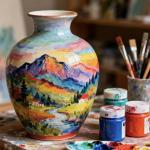 طقم ألوان سيراميك احترافية – 12 لون مع فرشاة/ ceramic paint 🎨