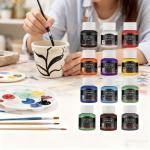 طقم ألوان سيراميك احترافية – 12 لون مع فرشاة/ ceramic paint 🎨