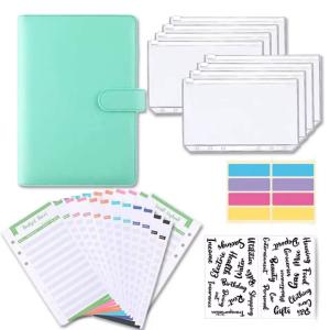 دفتر ، محفظة، ملف ميزانية مع مغلفات نقدية قابلة لإعادة الاستخدام