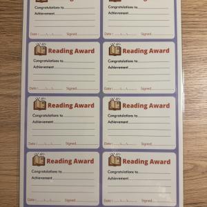 ملصقات، تعزيز،  بطاقات شهادة “Reading Award” لتحفيز القراءة