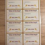 بطاقات شهادة “Star of the Day – Well Done” لتحفيز الطلاب