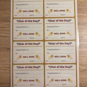 بطاقات شهادة “Star of the Day – Well Done” لتحفيز الطلاب