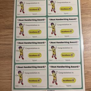 ملصقات تعزيز ، بطاقات شهادة “Neat Handwriting Award” للخط الجميل