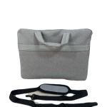 حقيبة لابتوب رمادية أنيقة بحزام كتف قابل للفصل